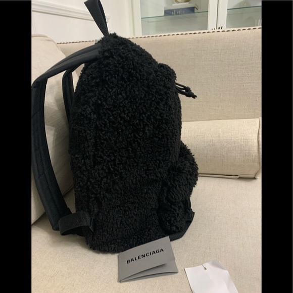 BALENCIAGA Logo Faux Shearling Backpack - Picture 6 of 14